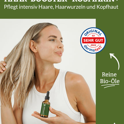 Heldengrün® ORGANIC Rosemary+ Hair Oil [HIGH DOSE] Dermatologically tested - Natural hair booster with jojoba &amp; rosemary - Rosemary oil for hair - Essential oil blend