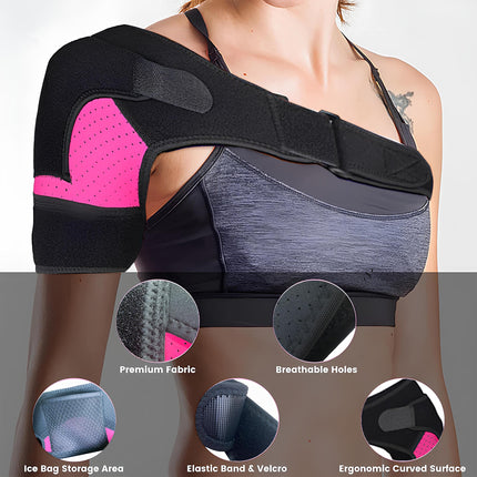 Winyoher Adjustable Shoulder Brace Made of Breathable Neoprene for Stability and Pain Relief for Men and Women, Shoulder Support Gentle Support for Left/Right