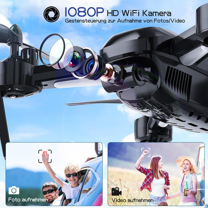 Wipkviey Drone with 1080P HD Camera, T6 FPV RC Quadcopter with 2.4G WiFi Transport Live Video, Altitude Hold, Headless Mode, 2 Batteries, 28-32 Min Flight Time, for Adults Beginners