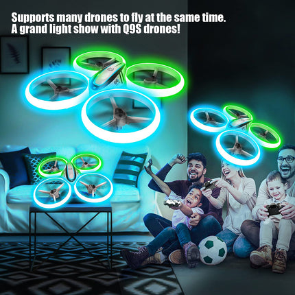 AVIALOGIC Q9s Drone for Kids with Altitude Hold and Headless Mode, RC Quadcopter with Blue &amp; Green Lights and 2 Batteries, Toy Drone for Kids and Beginners