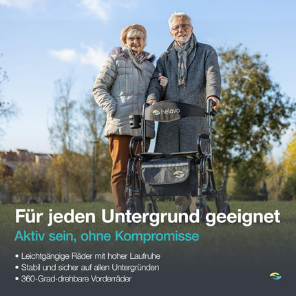 Helavo 2 in 1 Rollator &amp; Wheelchair in One - Foldable Rollator with Footrests - Convertible to a Transport Chair