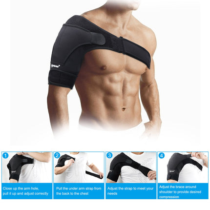 ipow Adjustable Shoulder Support Neoprene Shoulder Brace Strap Shoulder Protector for Sports Injuries Shoulder Pain Relief Unisex Fits Left or Right Shoulder Size M