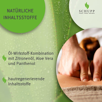 SCHUPP Massage Lotion Lemon, 200ml - Massage cream for good lubrication - moisturizing lotion for dry &amp; chapped skin - Made in Germany