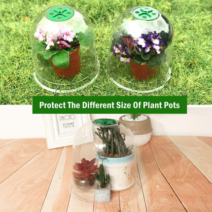 LATERN 6 Pack Garden Plant Cloche, 26cm x 20cm Reusable Plastic Mini Greenhouse Bell Cover for Frost Protection – with 10 Plant Labels, 18 Securing Pins