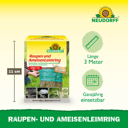 Neudorff Caterpillar and Ant Glue Ring – Protects fruit and ornamental trees against pests that crawl up the trunk, highly adhesive and insecticide-free, 3 m, Green
