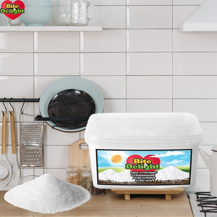Bite &amp; Delight Citric Acid Powder - Food Grade - for Kitchen and Household - Limescale Remover and Cleaning Agent - for Lemonades, Fruit Juices - Baking, Cooking - 2.5 kg