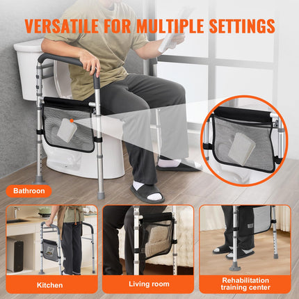 VEVOR Toilet Safety Railing Standing Aid Toilet 136 kg Toilet Seat with Non-Slip Handles, Toilet Handrails with Reinforced Aluminum Alloy Tube, for Pregnant Injured