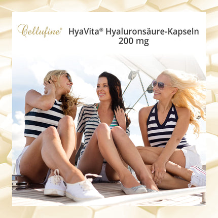 Cellufine® HyaVita Hyaluronic Acid 150 Capsules – high-dose, high-molecular, gluten-free, vegan – 150 gluten-free capsules with HyaVita Hyaluronic Acid | natural &amp; without preservatives