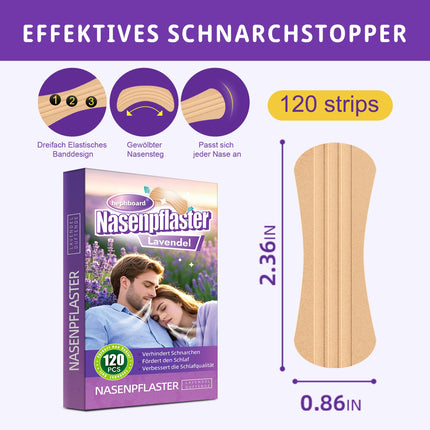 Nose Patches Snore Stopper 120 Pieces Nose Patches Snoring with Lavender for Better Sleep Nose Strips Anti Snore Nose Strips Better Breathing Nasal Dilator Nasal Strips Against Snoring