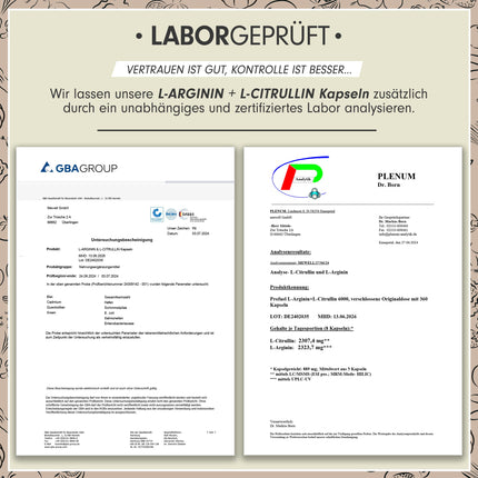 L-Arginine + L-Citrulline Malate Capsules 360x - optimally dosed with 6000 mg per day from L-Arginine (2400 mg) + L-Citrulline Malate (3600 mg) - no additives - laboratory-tested with certificate - vegan