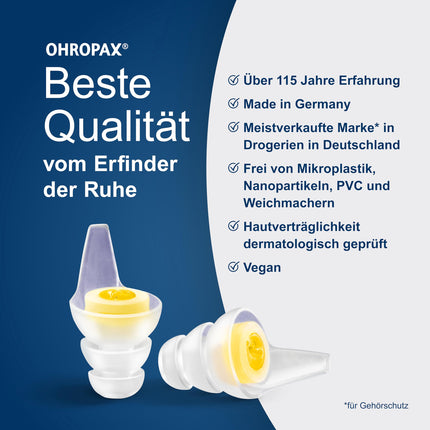 OHROPAX Music earplugs – with special filter – unadulterated sound with even attenuation – sound insulation value SNR 19 dB – ideal for concerts – 1 pair with inserted filter + 1 smaller pair of earplugs