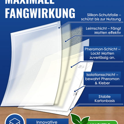 PIC Food Moth Trap - 12 Food Moth Traps - Moth Trap with Pheromone for Ideal Effect - Moth Trap Food - Effective Sticky Traps for Detecting Food Moth Infestations