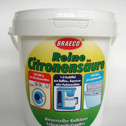 Braeco citric acid 650 g in a bucket