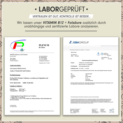 VITAMIN B12 high-dose - 365 tablets with 500µg Vit B12 + 200µg Biofolate® folic acid - Methylcobalamin, Adenosylcobalamin &amp; Hydroxocobalamin Vitamin B12 - laboratory-tested with certificate - 100% vegan