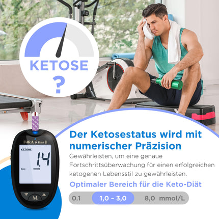 FORA Duo 2-in-1 (Blood Glucose, Ketone) Bluetooth Blood Glucose Meter with 10 Ketone Test Strips