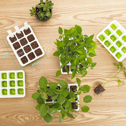 Indoor greenhouse seed tray, reusable seed tray, silicone seed tray for starting plant seeds, plant cultivation with flexible pop-out cells
