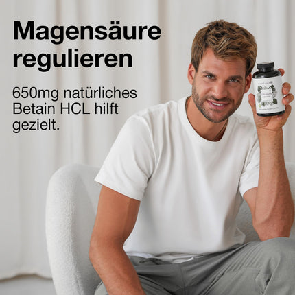 Betaine HCL 650 mg - 240 Capsules - Heartburn Tablets - High Dose - Produced in Germany &amp; Laboratory Tested - Vegan - Betaine HCL