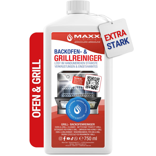 MAXXI CLEAN | Oven &amp; Grill Cleaner - the Original | 750 ml Gel Paste | Self-acting cleaner and grease remover | For ovens, stovetops &amp; grills | Removes stubborn incrustations