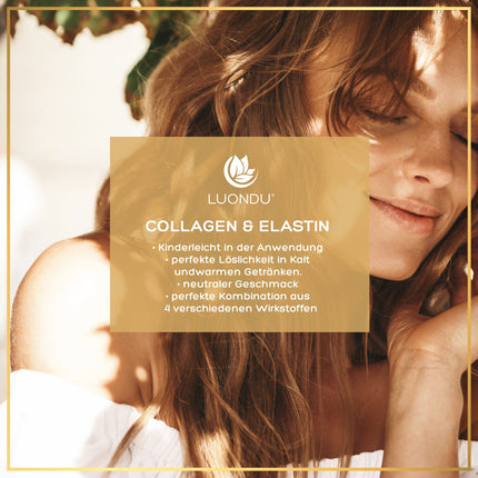 Luondu® Collagen Powder with Elastin, Hyaluronic Acid &amp; Vitamin C - Bioactive Collagen Hydrolysate Peptides Types I, II &amp; III - Optimal Solubility &amp; Bioavailability - Neutral - 500g