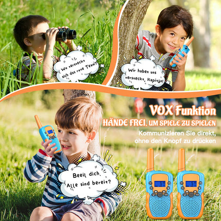 Walkie Talkie, Bakoherp Two-Way Radio Children's Gifts for Boys and Girls from 3-12 Years, Woki Toki for Children with 8 Channels, LED Flashlight, LCD Screen and VOX Function for Adventure, Camping, Hiking