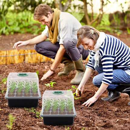 NVIYAM 5 Pack Mini Greenhouse Propagator, 60 Cells Grow Kit with Light, Indoor Greenhouse with High Lid, Propagator for Plants, Small Grow Box