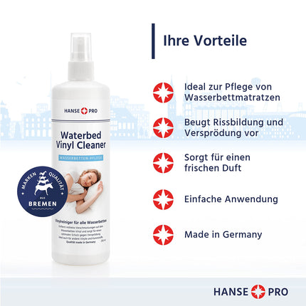 HANSE PRO Waterbed Care Set: 1 x 250 ml Waterbed Conditioner + 1 x 250 ml Waterbed Vinyl Cleaner | Waterbed care with conditioner and vinyl cleaner