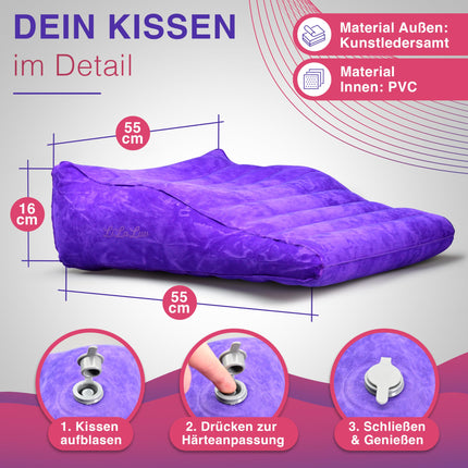 LiLaLuv® Erotic Pillow – Ergonomic back support pillow for couples, love pillow for sex positions &amp; comfort in the bedroom – inflatable, back-friendly wedge pillow MAKE LOVE WITH LiLaLuv®