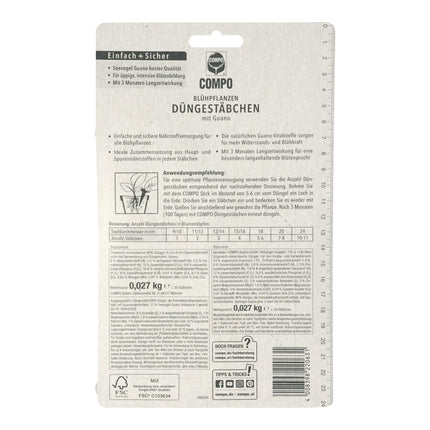 Compo Balcony and Pot Plant Fertilizer Sticks with Guano