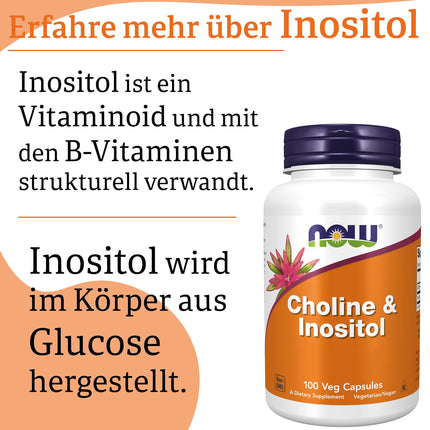 Now Foods, Choline &amp; Inositol, 500 mg, 100 Vegan Capsules, Laboratory Tested, Vitamin B, Gluten-Free, Soy-Free, Vegetarian