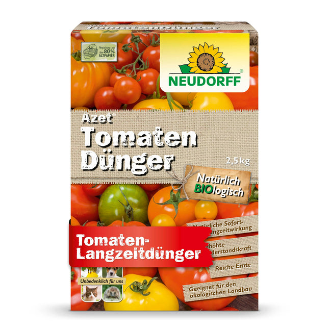 Neudorff Azet Tomato Fertilizer – Organic tomato fertilizer with mycorrhiza and natural immediate and long-term effects ensures aromatic tomatoes, 2.5 kg
