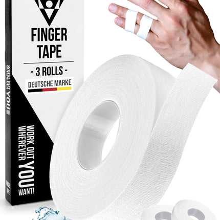 PULLUP &amp; DIP Finger Tape Extra Strong, 3 Rolls (30m) Finger Tape, Skin-Friendly Sports Tape, Hand Tape for Strength Training, BJJ, Handball Accessories, Climbing Tape Finger, Goalkeeper Training (White)