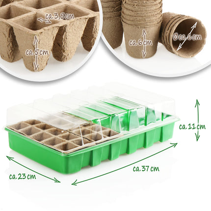 com-four® 68-piece plant growing kit - indoor greenhouse for growing plants - indoor and outdoor growing kit - planter with seedling pots and accessories (68-piece - growing kit green/white)