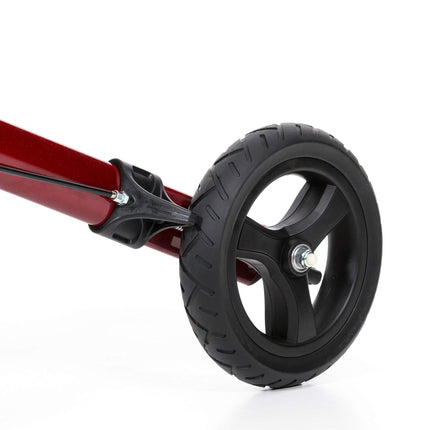 REHASHOP Lightweight Rollator Butterfly red with soft tires and cane holder - Foldable and lightweight