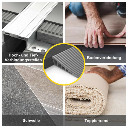Zilchx Door Threshold Ramps 100x10x2.5cm, Self-Adhesive Threshold Ramp Made of Solid Rubber, Non-Slip Wheelchair Ramp for Door Thresholds, Robot Vacuum Cleaners, Wheelchairs, Strollers, Rollators &amp; E-Scooters, Grey
