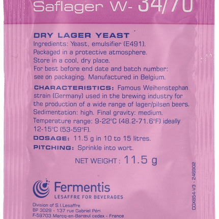 Fermentis Brewer's Yeast US-05 W 34/70 S-33 S-23 top-fermenting bottom-fermenting (W 34/70)