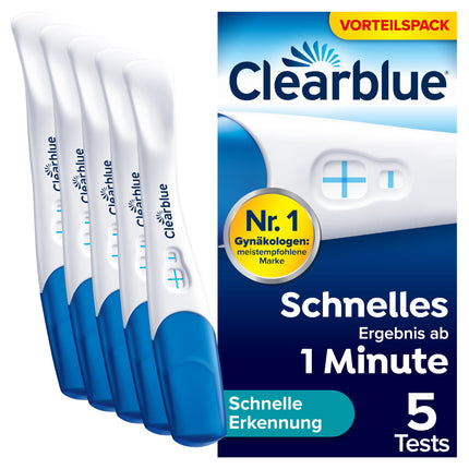 Clearblue Pregnancy Test Fast Detection, 5x Pregnancy Test, over 99% reliable with FloorguardTM , result within 1 minute