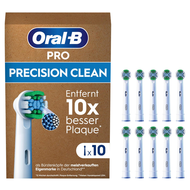 Oral-B Pro Precision Clean Electric Toothbrush Heads, 10 Pack, Tooth Cleaning, X-Brush Bristles, Original Oral-B Toothbrush Head, Mailbox-compatible Packaging, Designed in Germany