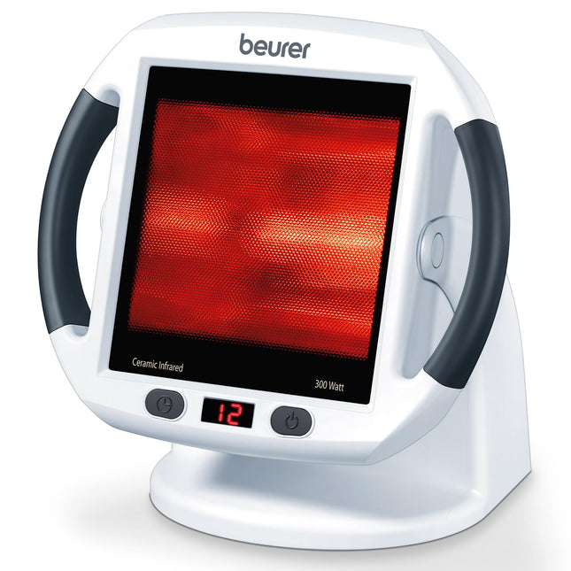 Beurer IL 50 infrared heat lamp, medical device with soothing warmth for use in cases of colds and muscle tension, infrared lamp with 300 watts and continuously adjustable shade, white