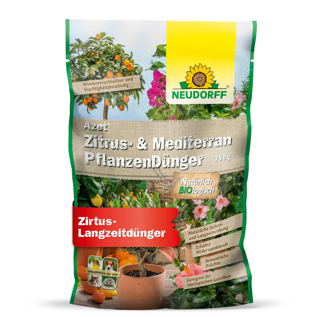 Neudorff Azet Citrus &amp; Mediterranean Plant Fertilizer – Organic slow-release fertilizer with mycorrhiza promotes aromatic fruits such as lemons, oranges, and olives, 750 g, Brown