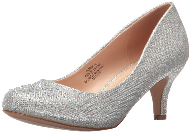 Pleaser Women's Doris-06 Slide Pump, Silver Glitter Mesh, 39 EU