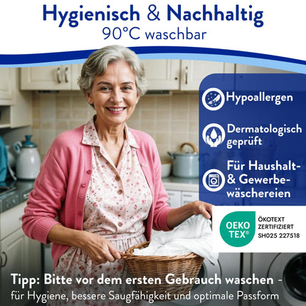 Harmony Care® Washable Incontinence Pad 90x160 cm [with anti-slip nubs] - 1x non-slip incontinence pad - breathable incontinence bed pad