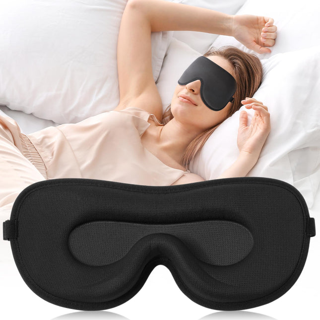 Boniesun Sleep Mask for Side Sleepers, 2025 Air Cavity Light Shading Sleeping Mask, 3D Deepened Eye Sockets and Adjustable Elastic Strap, Soft and Breathable Eye Mask for Men and Women