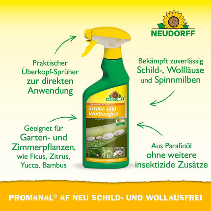 Neudorff Promanal AF New Scale and Mealybug Free – Combats scale and mealybugs as well as spider mites on hard-leaved ornamental plants such as oleander and olive, 500 ml, colorful