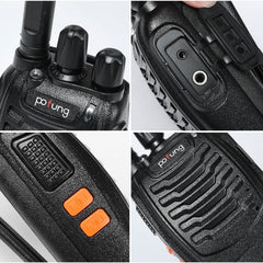 Walkie Talkie PMR446 License-Free Two-Way Radio, Pofung PT88E 16 Channels Professional Rechargeable Long-Range Walkie Talkies with USB Charging Station and Earpieces Black 10 Pack