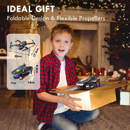Gerbala Wi-Fi FPV Brushless Drone for Beginners, Foldable Drone with 1080P HD Camera and 2 Batteries, Gravity Sensor, One-Button Takeoff/Landing, 3D Flip, Follow Me, Gesture Photo, Dual Cameras