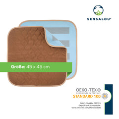 Sensalou incontinence chair pad seat cover waterproof washable 45x45 cm brown