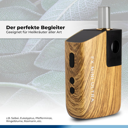 WOLKENKRAFT FX MINI ULTRA Premium Vaporizer - USB-C | Magnetic Slide-In Mouthpiece | Titanium Chamber | Temperature 100-220 °C | Operating Timer 3-5 Min. | 100% Convection *Wooden Look*