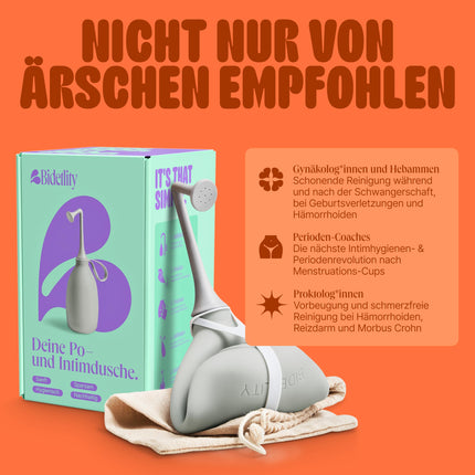 Bidetlity Pod Shower &amp; Intimate Shower 3.0 - Replaces wet wipes, saves toilet paper, new shower head, home and as a mobile travel bidet, sustainable butt shower, portable, including travel bag, BPA-free