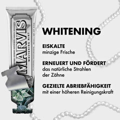 Marvis Whitening Mint Toothpaste, 85 ml, Whitening toothpaste promotes natural teeth whitening, toothpaste removes plaque &amp; provides long-lasting freshness