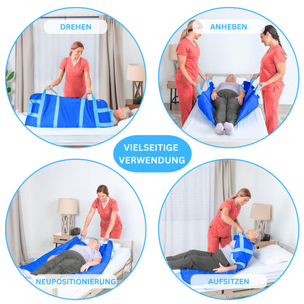 EYRA Transfer Board for Patient Hoists - 122x102cm Patient Transfer Board with 8 Handles for Elderly &amp; Bedridden Patients - Reusable &amp; Washable Gliding Sheet and Gliding Sheet for Bed Transfer